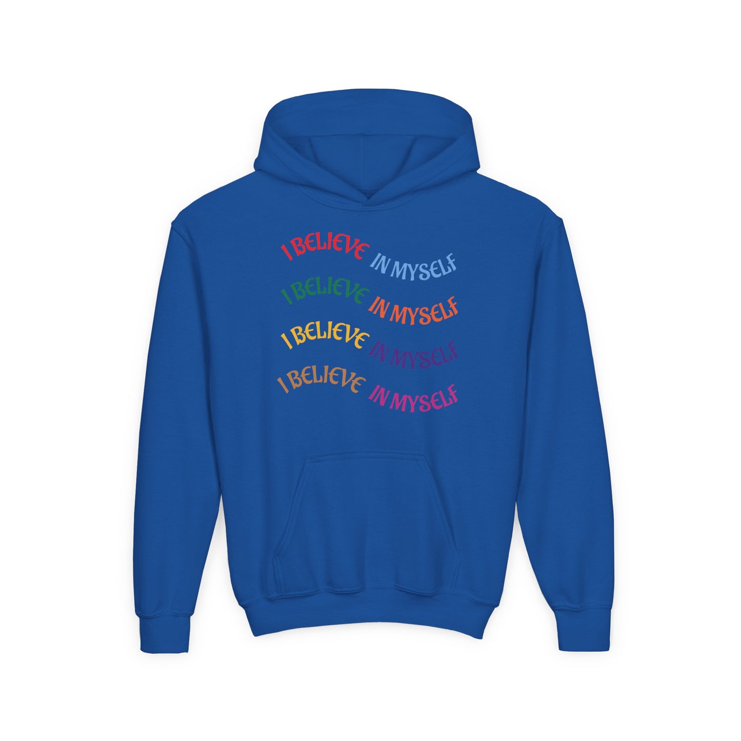 Youth Hoodie — "I Believe In Myself" Colorful Affirmation Sweatshirt