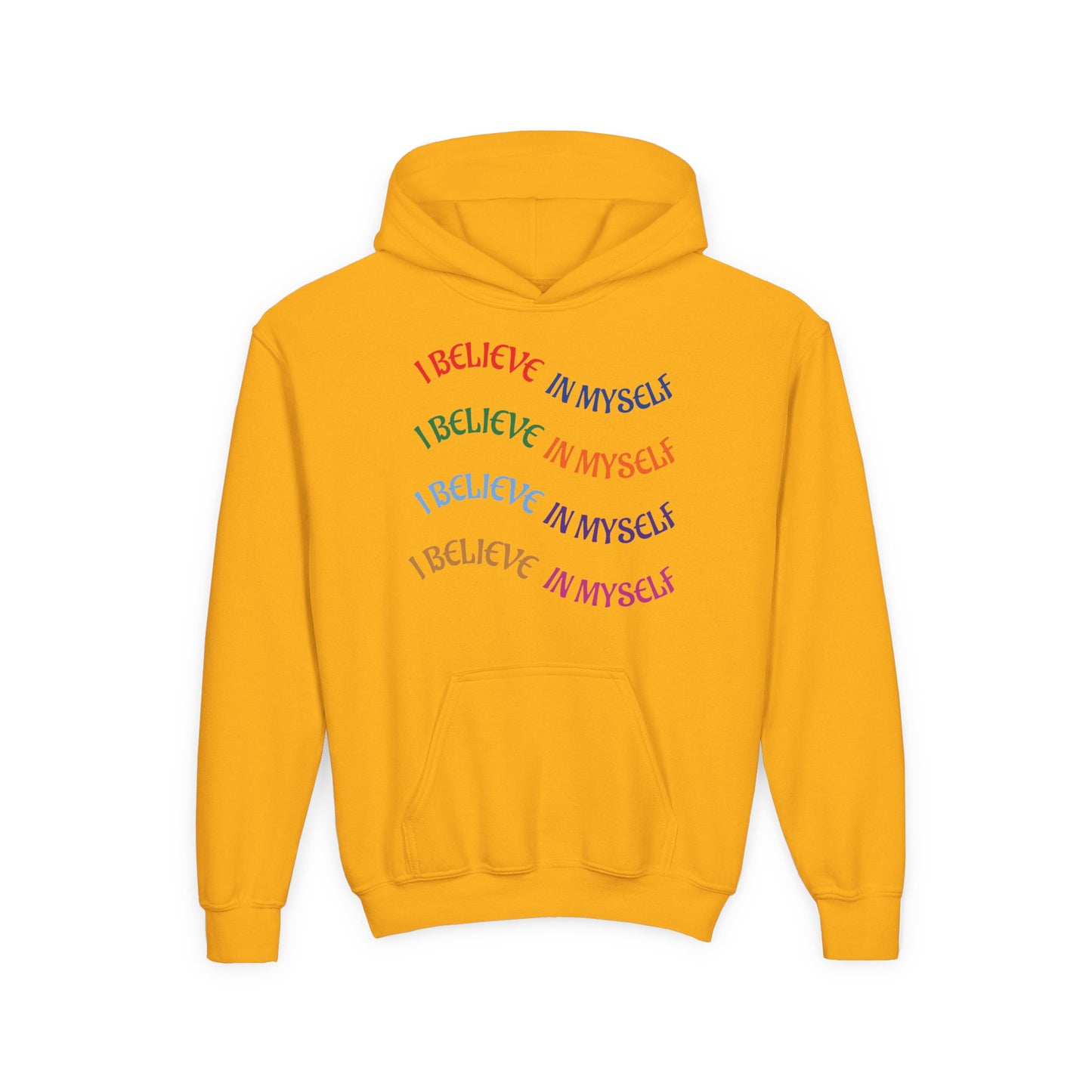 Youth Hoodie — "I Believe In Myself" Colorful Affirmation Sweatshirt