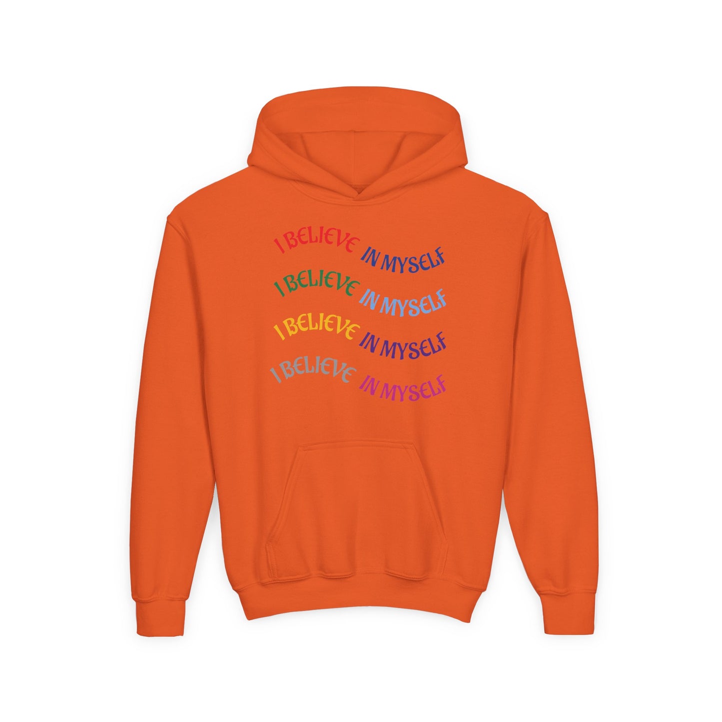 Youth Hoodie — "I Believe In Myself" Colorful Affirmation Sweatshirt