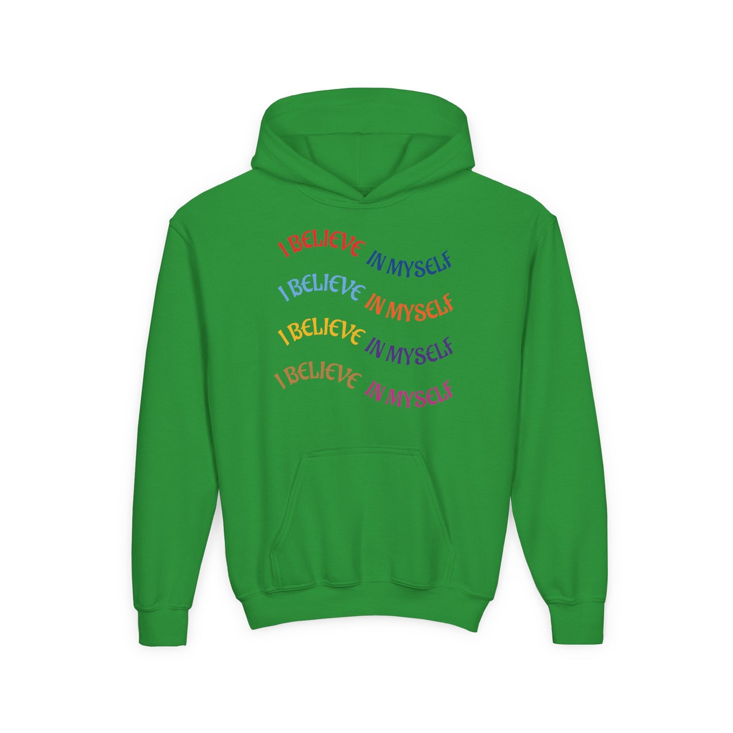 Youth Hoodie — "I Believe In Myself" Colorful Affirmation Sweatshirt