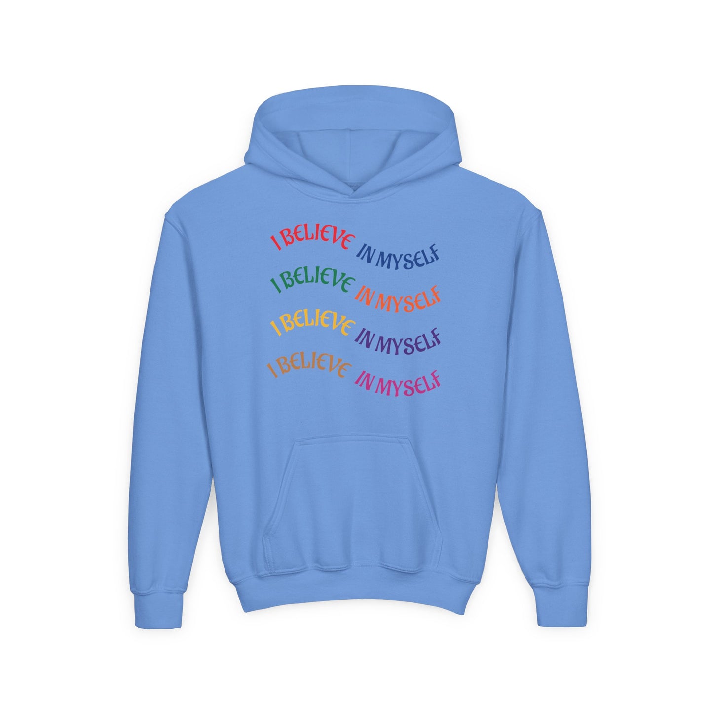 Youth Hoodie — "I Believe In Myself" Colorful Affirmation Sweatshirt