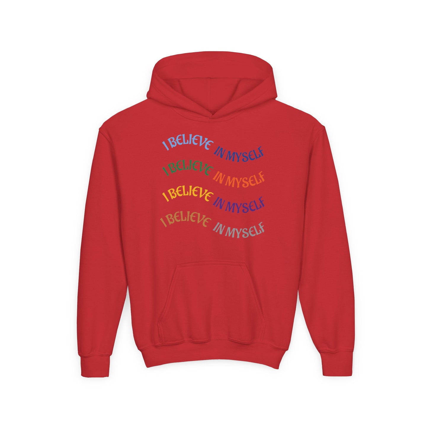 Youth Hoodie — "I Believe In Myself" Colorful Affirmation Sweatshirt