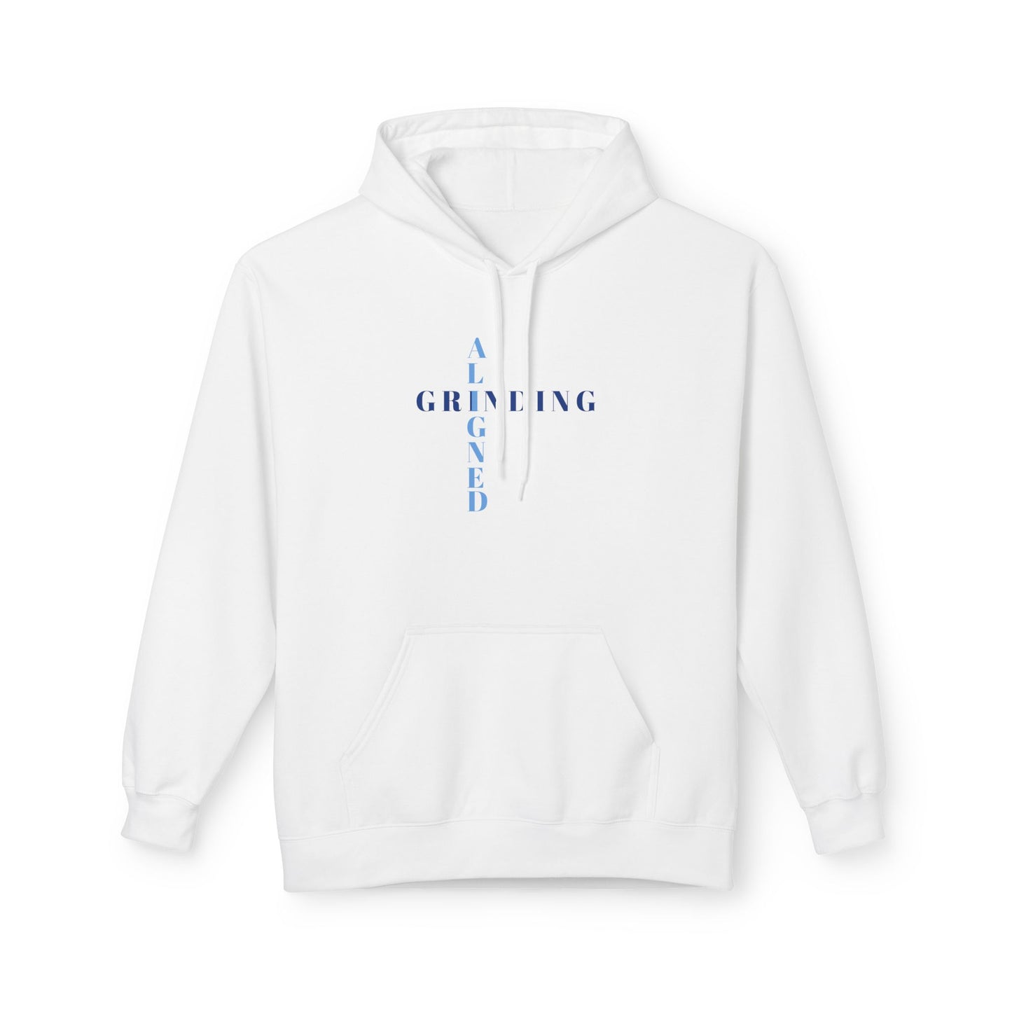 Aligned and Grinding Hoodie — Minimal Calm Graphic Pullover