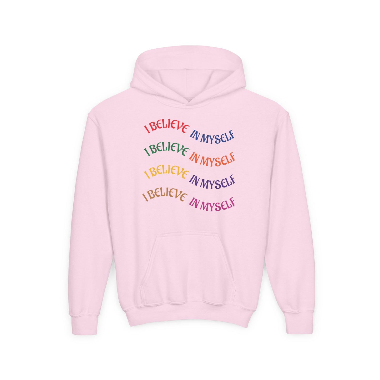 Youth Hoodie — "I Believe In Myself" Colorful Affirmation Sweatshirt