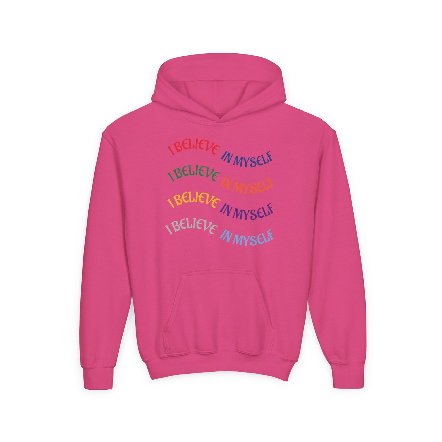 Youth Hoodie — "I Believe In Myself" Colorful Affirmation Sweatshirt