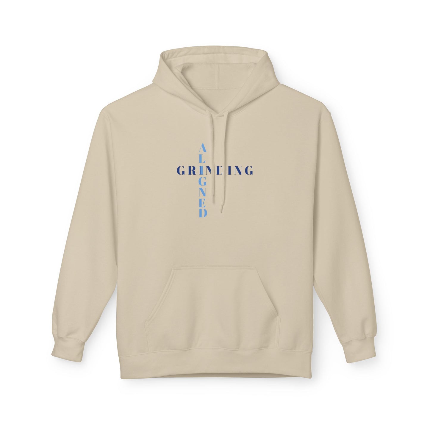 Aligned and Grinding Hoodie — Minimal Calm Graphic Pullover